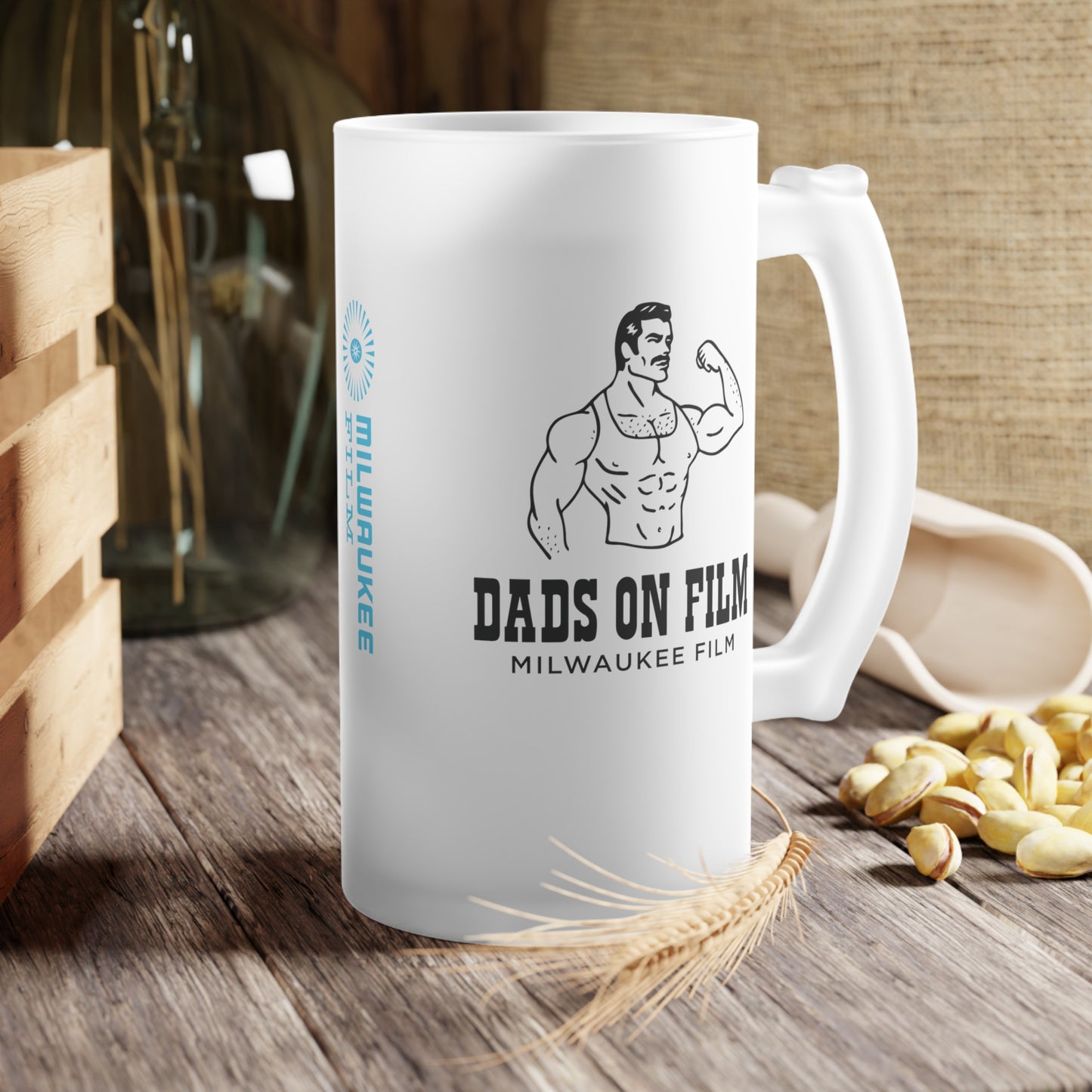 Dads on Film Frosted Glass Beer Mug