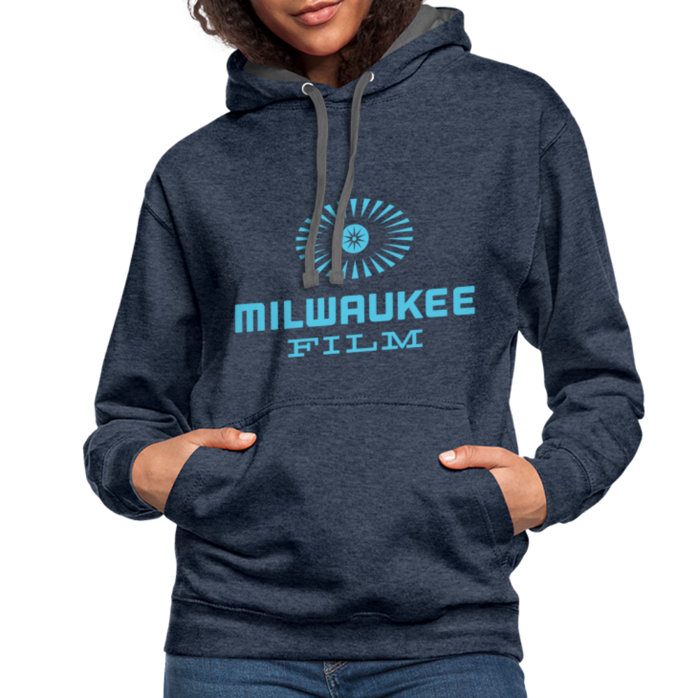 Milwaukee Film Contrasting "Eye" Hoodie - indigo heather/asphalt