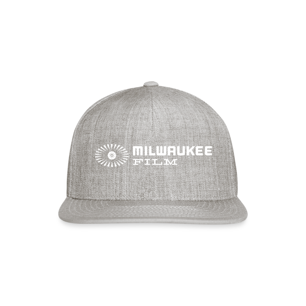 Snapback MKE Film Logo (White) Baseball Cap - heather gray