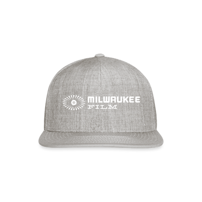 Snapback MKE Film Logo (White) Baseball Cap - heather gray