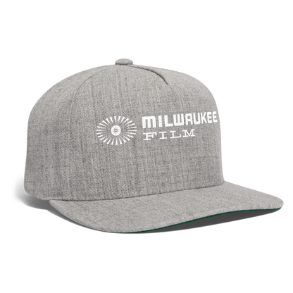 Snapback MKE Film Logo (White) Baseball Cap - heather gray