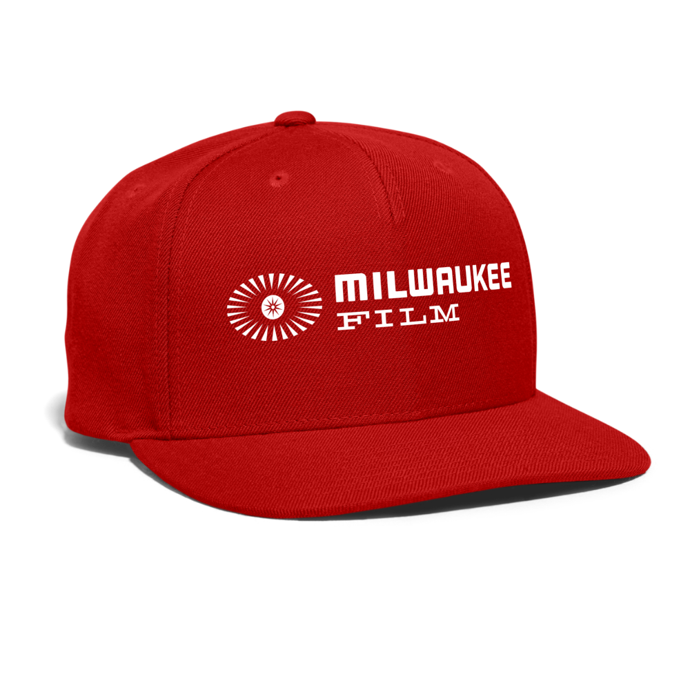 Snapback MKE Film Logo (White) Baseball Cap - red