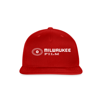 Snapback MKE Film Logo (White) Baseball Cap - red