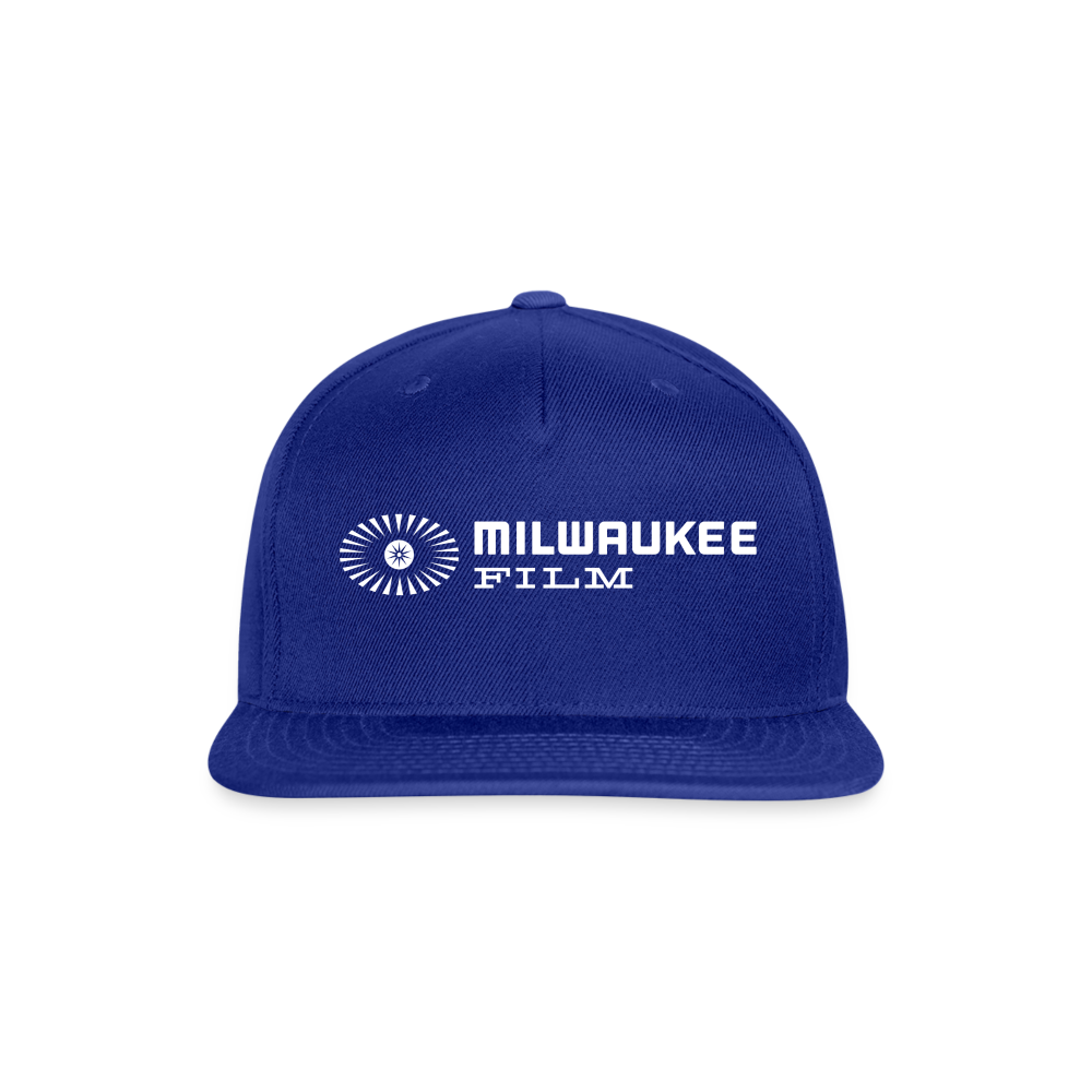 Snapback MKE Film Logo (White) Baseball Cap - royal blue