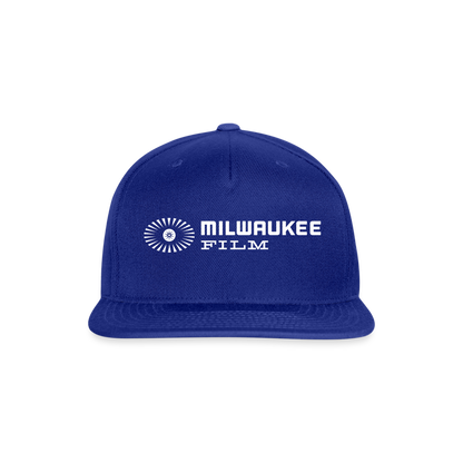 Snapback MKE Film Logo (White) Baseball Cap - royal blue