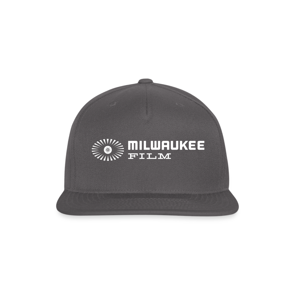 Snapback MKE Film Logo (White) Baseball Cap - dark grey