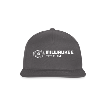 Snapback MKE Film Logo (White) Baseball Cap - dark grey